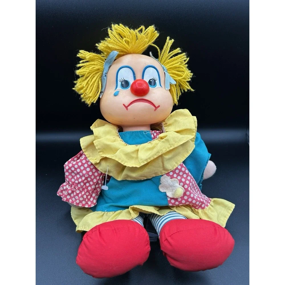 Vtg 1984 Dakin CHEERY-TEARY CLOWN 2-Face Dream Doll Plush Vinyl Head